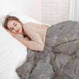 Therapy blanket bedding set, grey with golden plants.