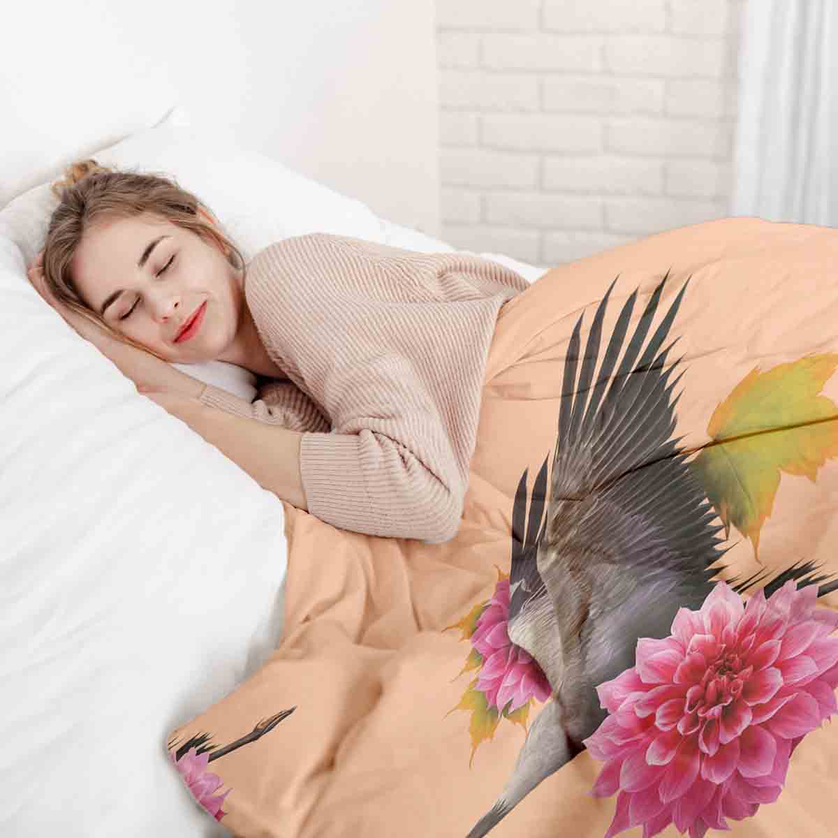 Therapy blankets bedding set orange with crane
