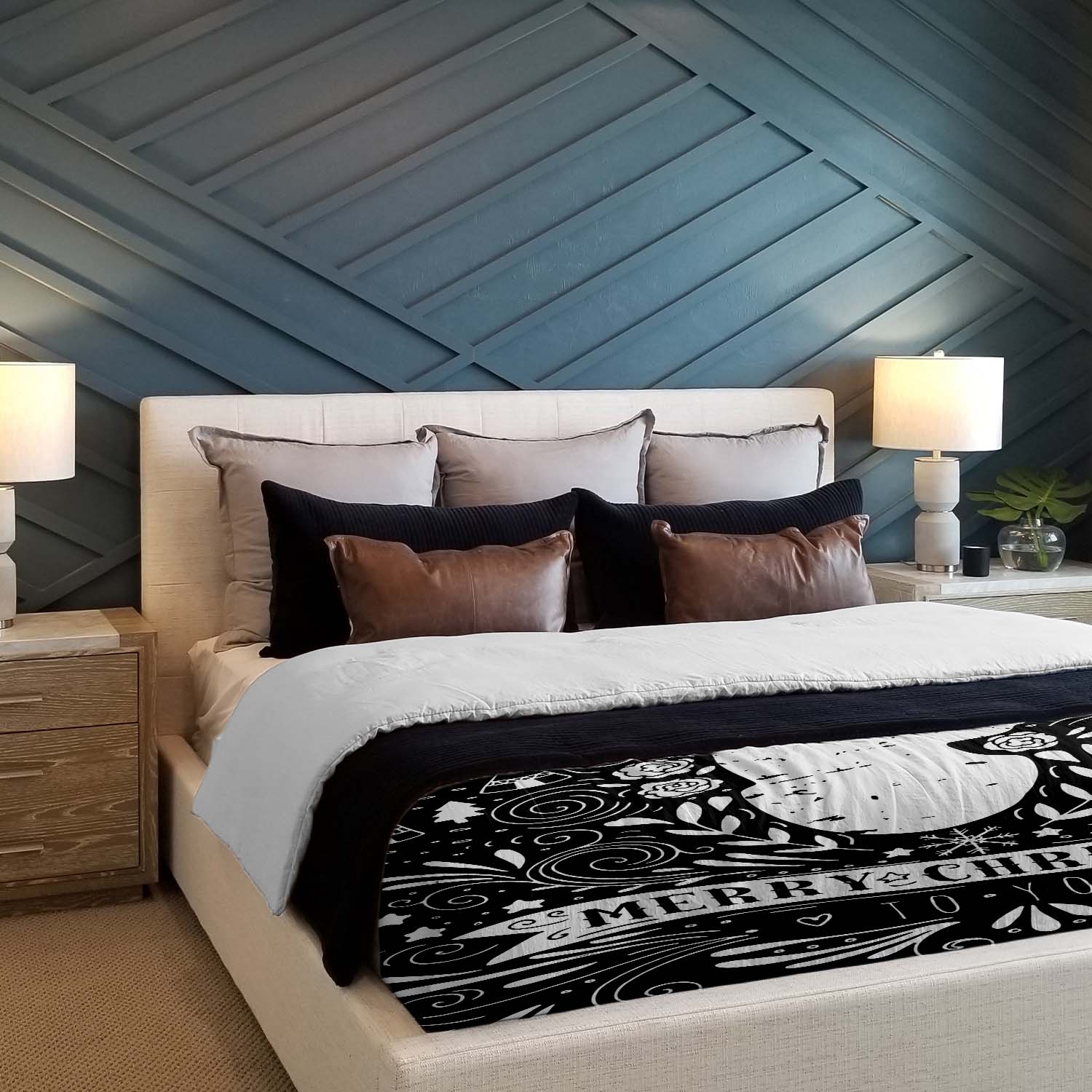 Therapy blankets bedding set black Merry Christmas