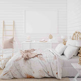 Therapy blanket and bedding set, pink with leaves.