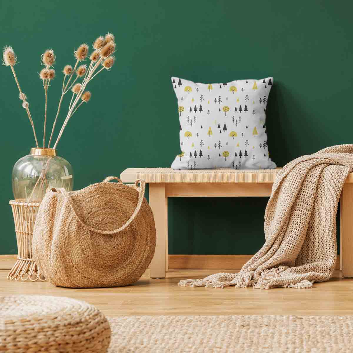 Coussin de santé avec des arbres jaunes