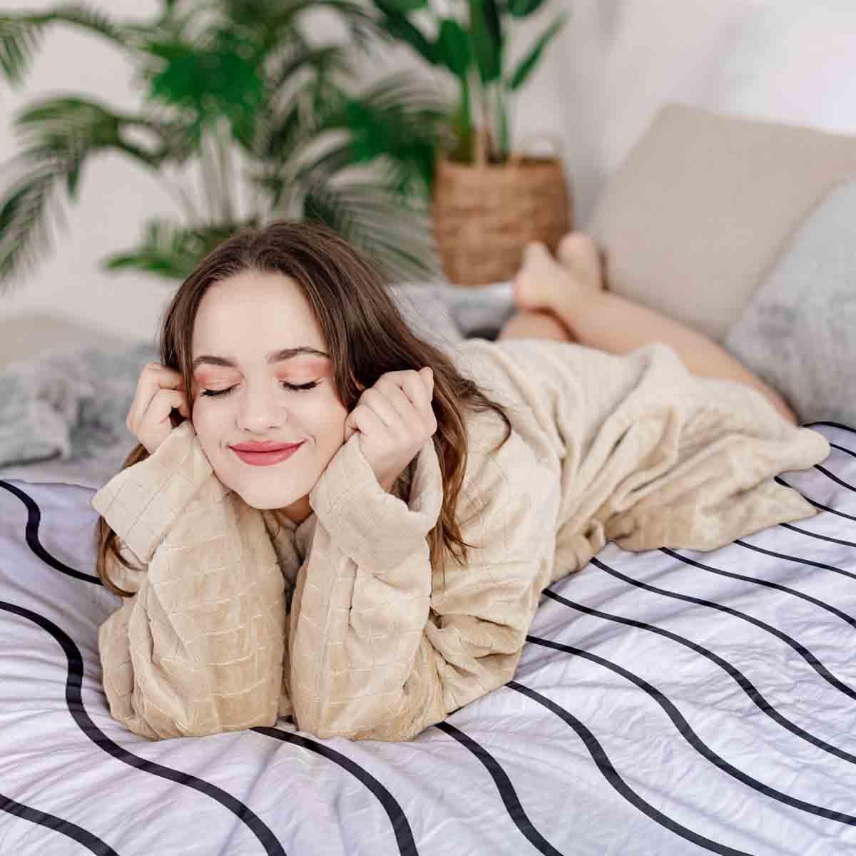 Original therapy blanket - cotton cover wave pattern light gray