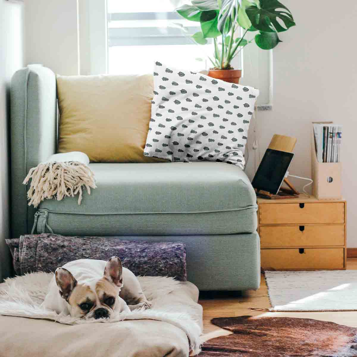 Health Pillow White with Little Trees