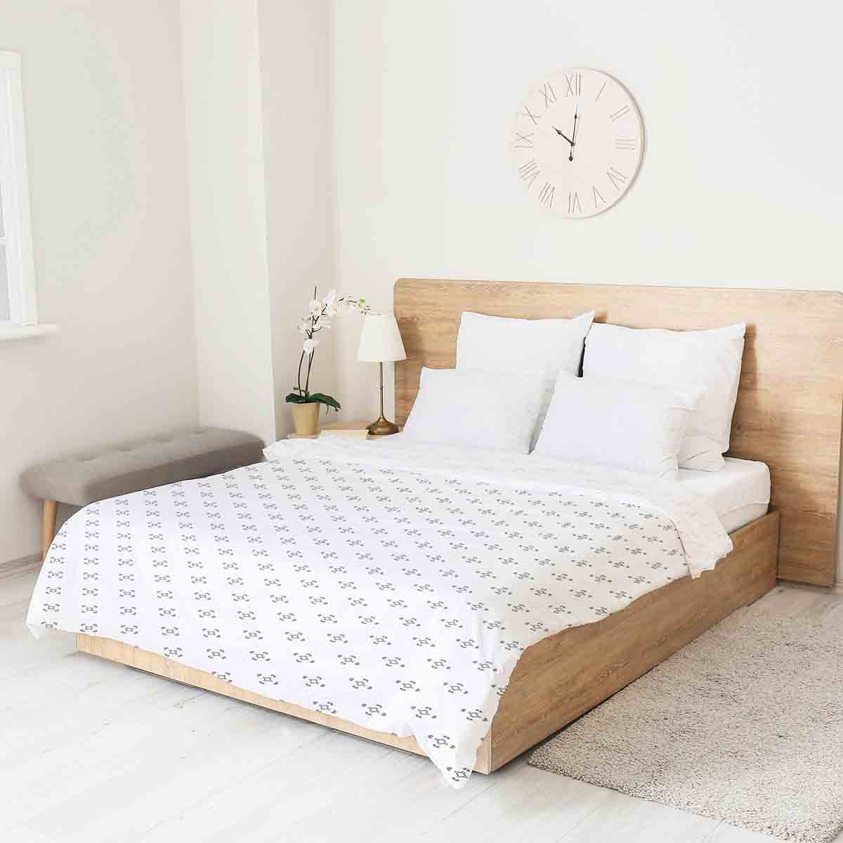 Couverture thérapeutique originale - Housse en coton blanc à carreaux