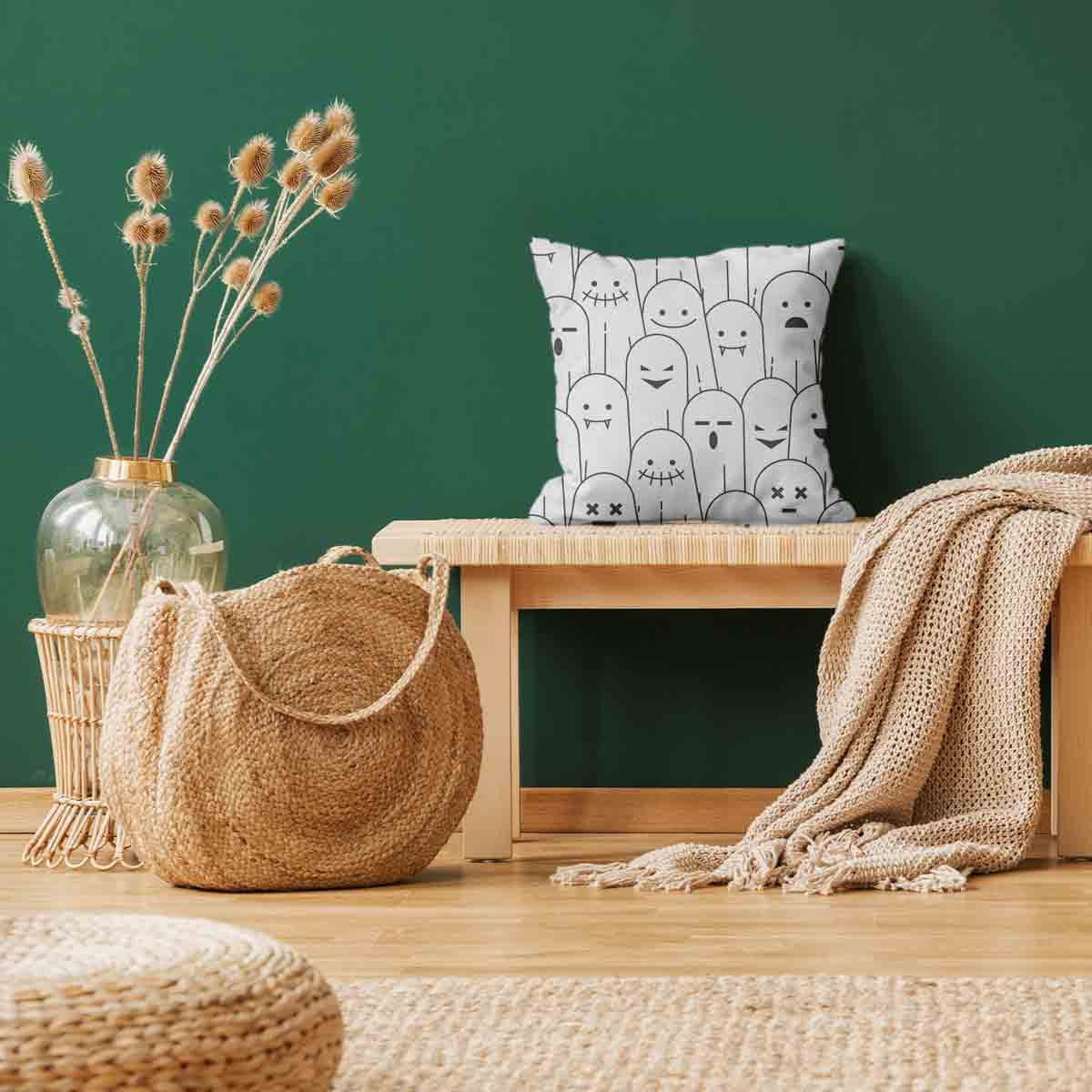 Coussin de santé blanc avec des fantômes amusants