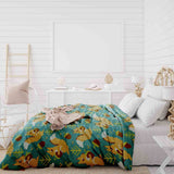 Therapy blanket and bedding set, green with squirrel.