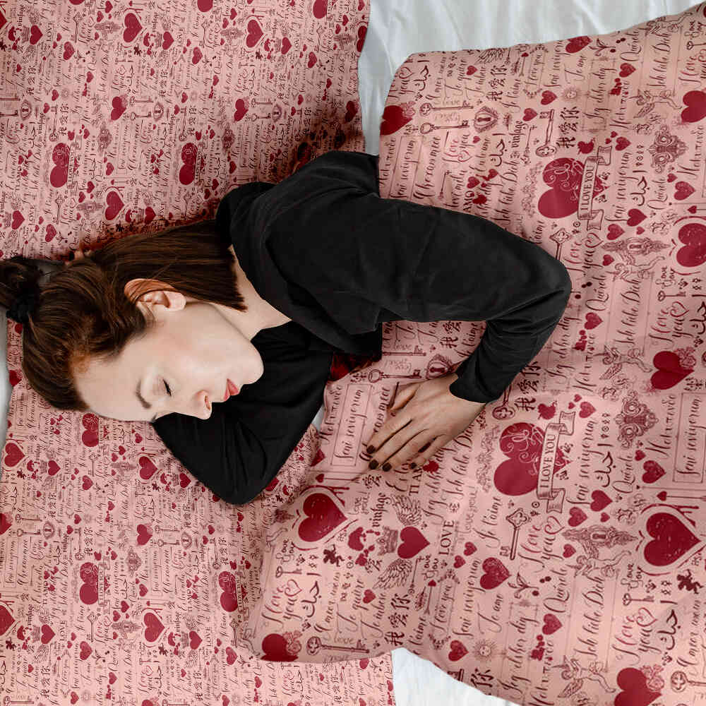 Therapy blankets bedding set pink I love you