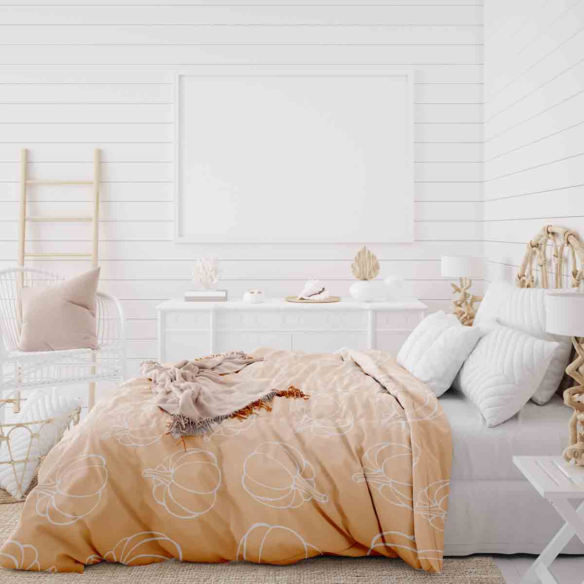 Ensemble de literie avec couverture thérapeutique orange avec citrouille