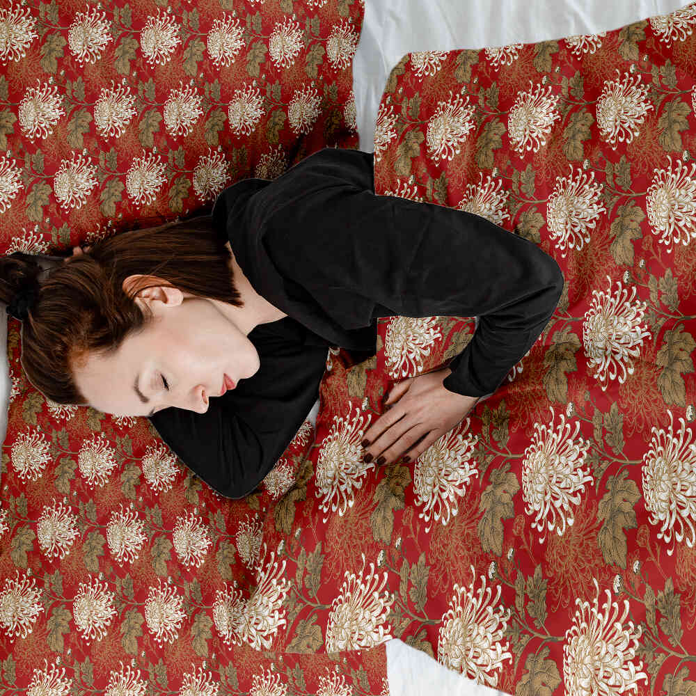 Couverture thérapeutique originale - Housse en coton rouge grande fleur