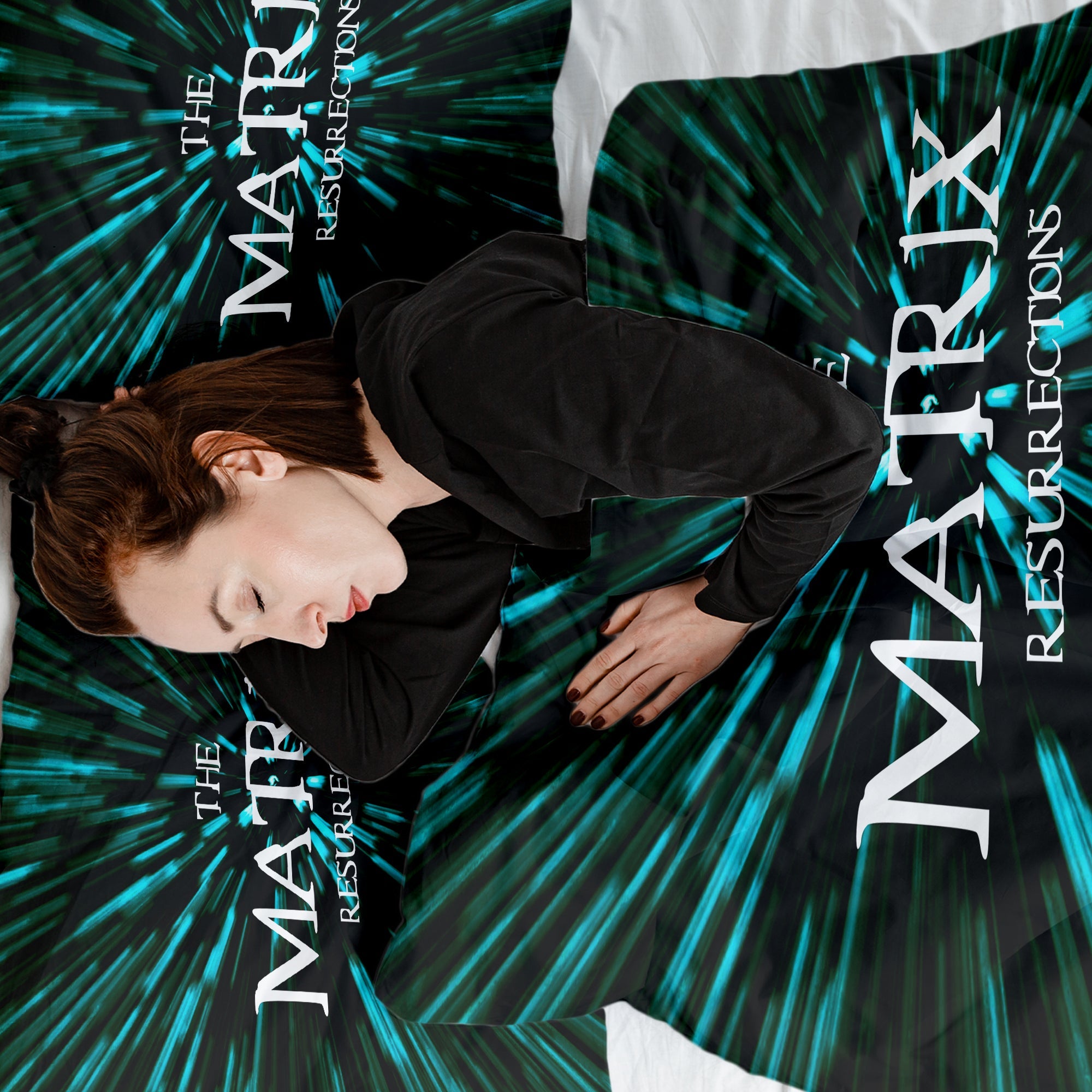 Ensemble de literie avec couverture thérapeutique et inscription The Matrix