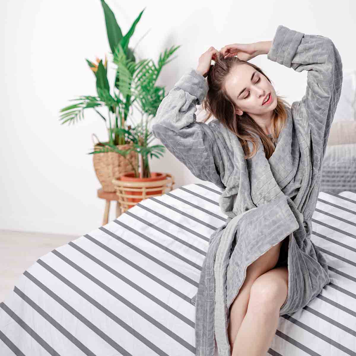 Couette de thérapie Ensemble de literie Rayures grises horizontales