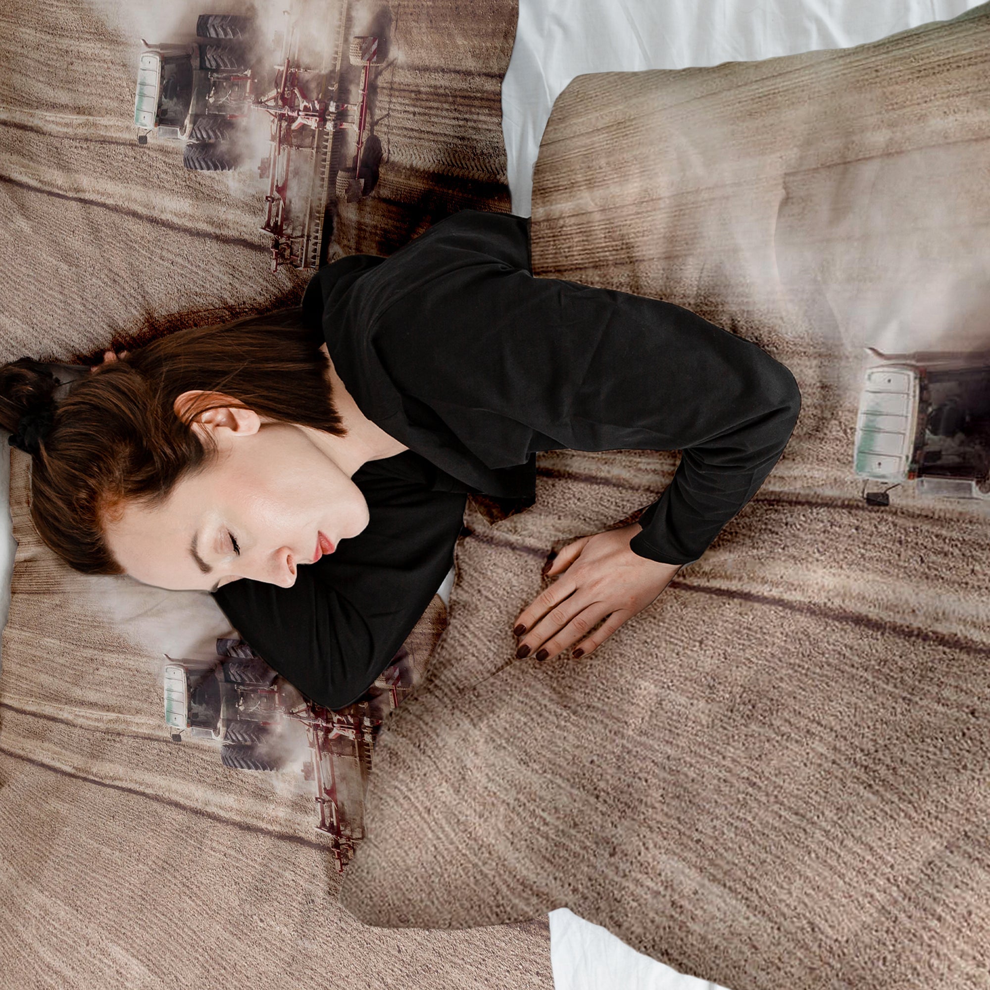 Therapy blankets bedding set tractor in the dust