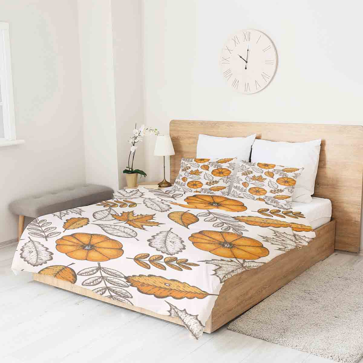 Original therapy blanket - cotton cover white with leaf and pumpkin