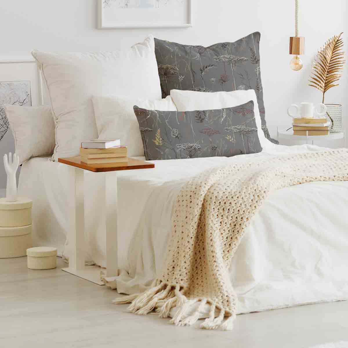 Health pillow gray with golden plants