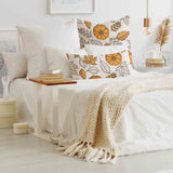 Health pillow white with leaf and pumpkin