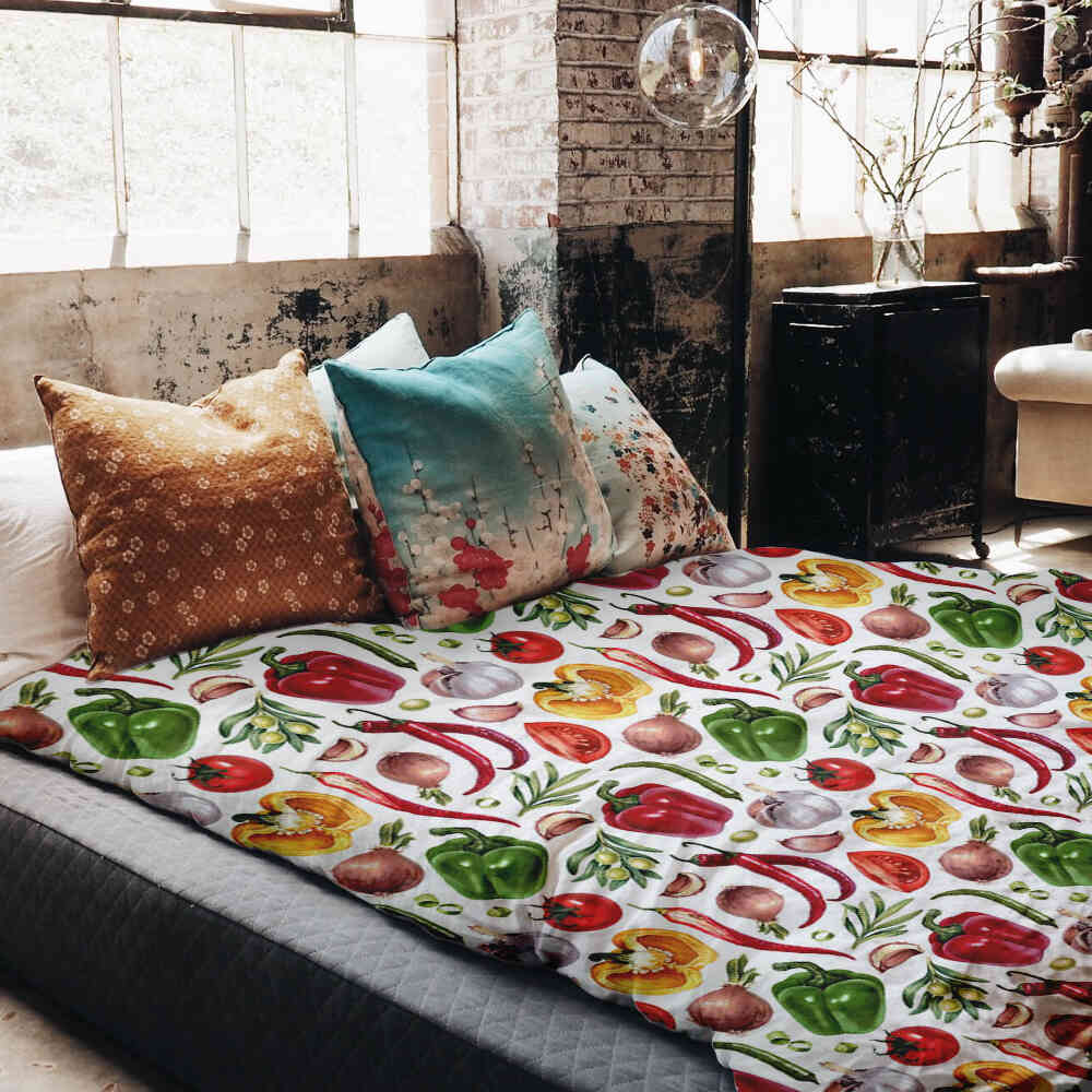Ensemble de literie avec couverture thérapeutique aux légumes