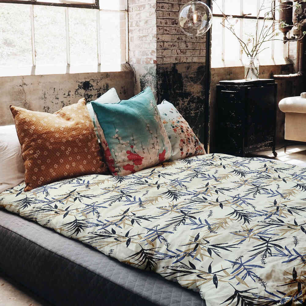 Couette thérapeutique Ensemble de literie Motif feuille Beige