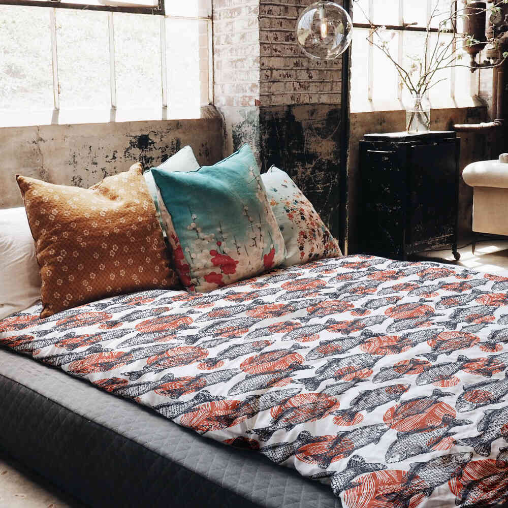 Couette thérapeutique Ensemble de literie Poissons gris