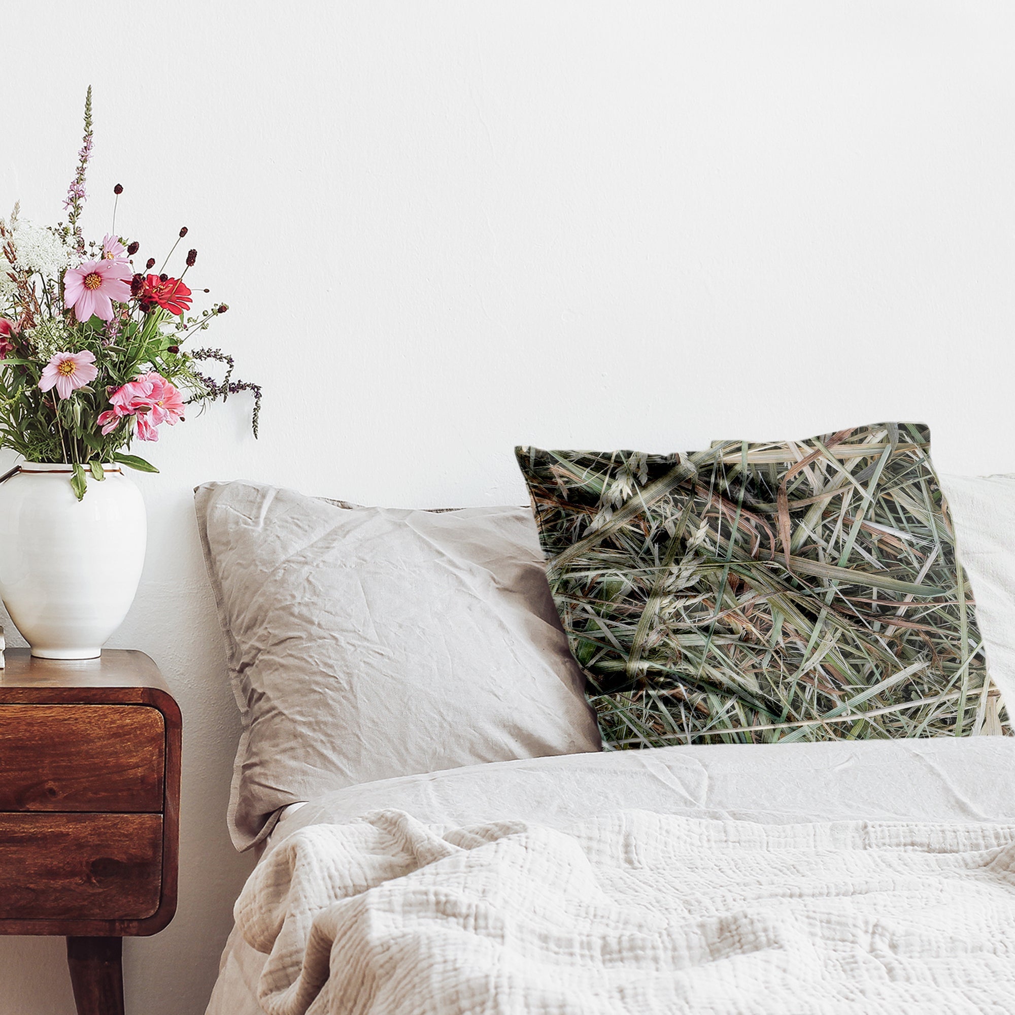 Coussin de santé blanc avec paille