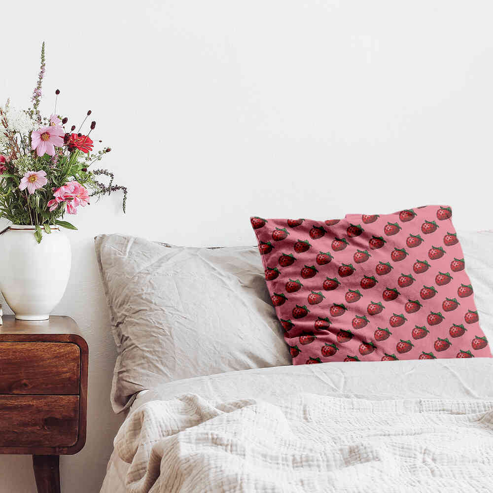 Coussin de santé rose avec fraises