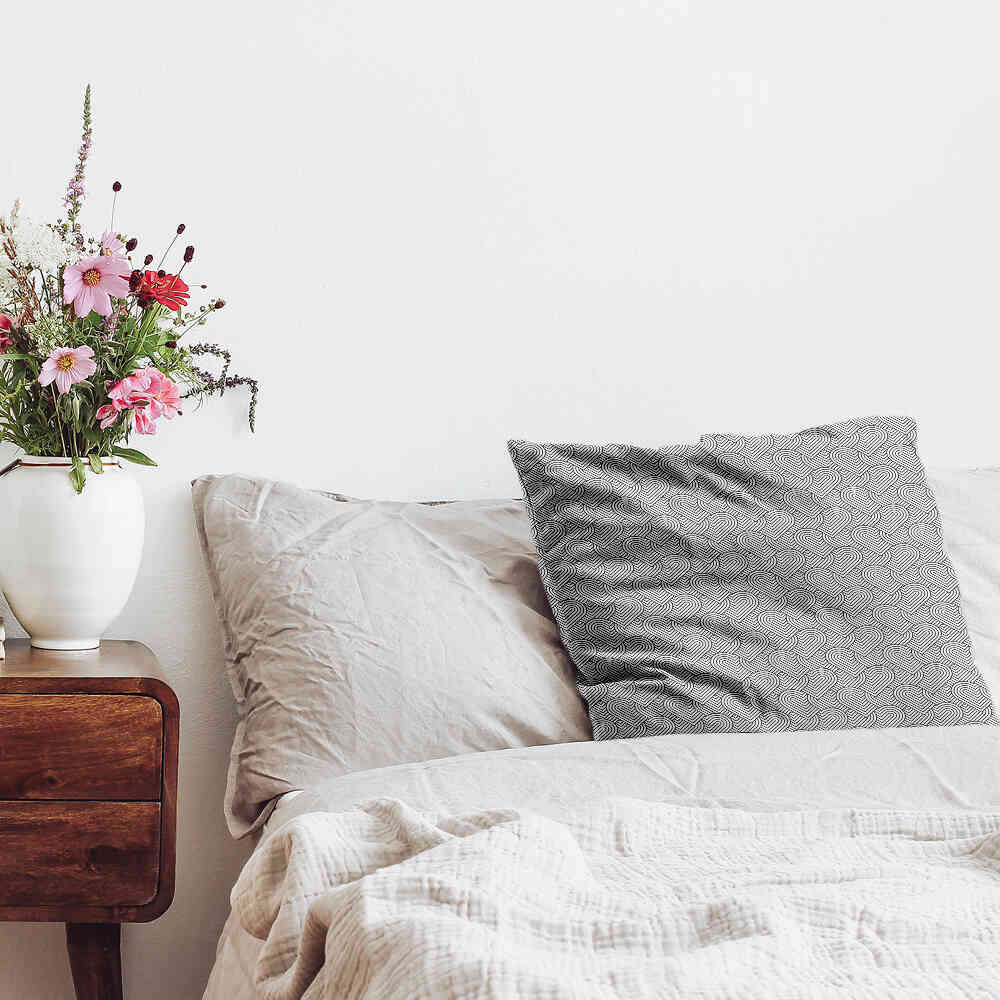 Health Pillow Gray Geometric Hearts