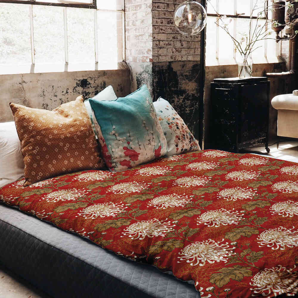 Original therapy blanket - cotton cover red large flower