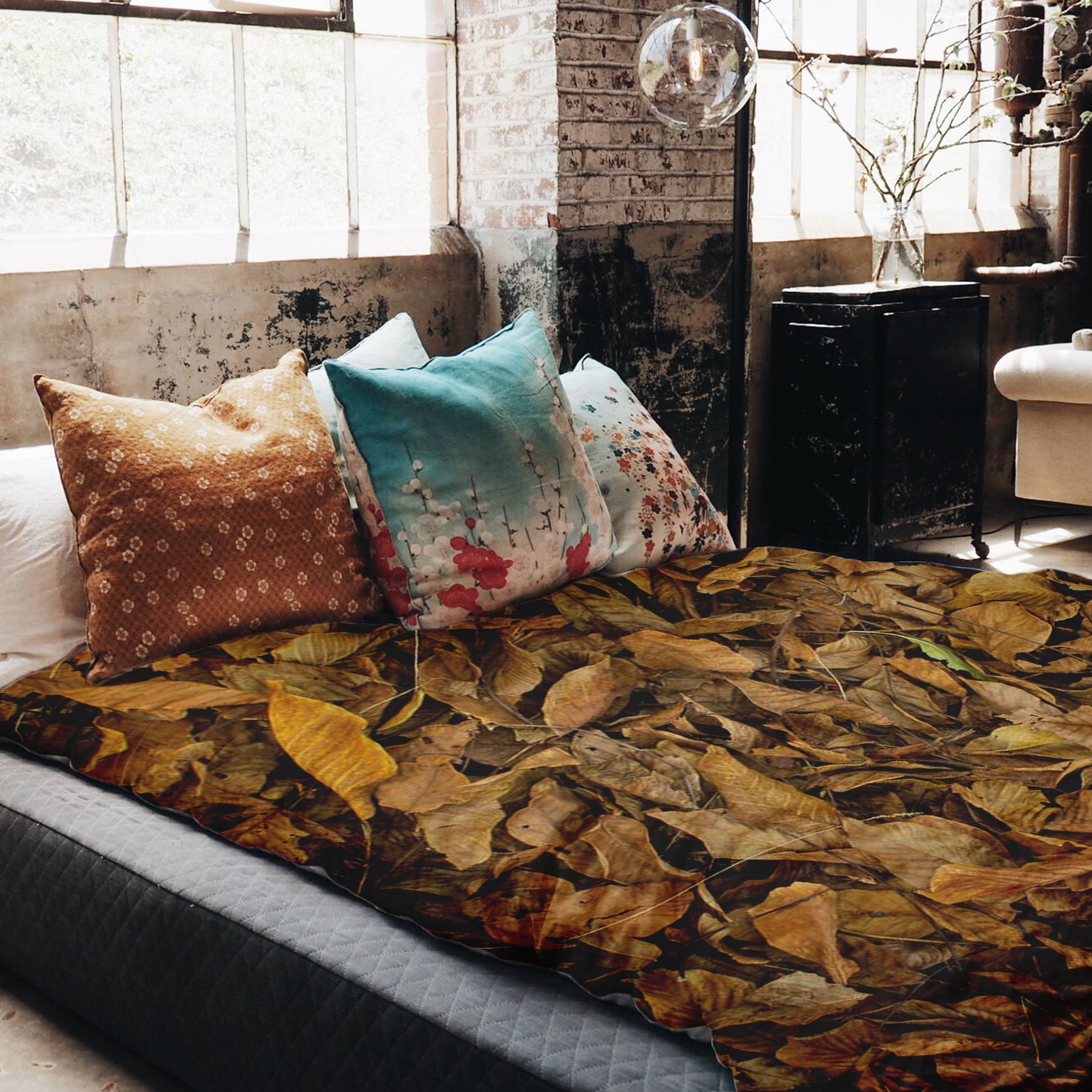 Couverture thérapeutique originale - Housse en coton Feuilles d'automne