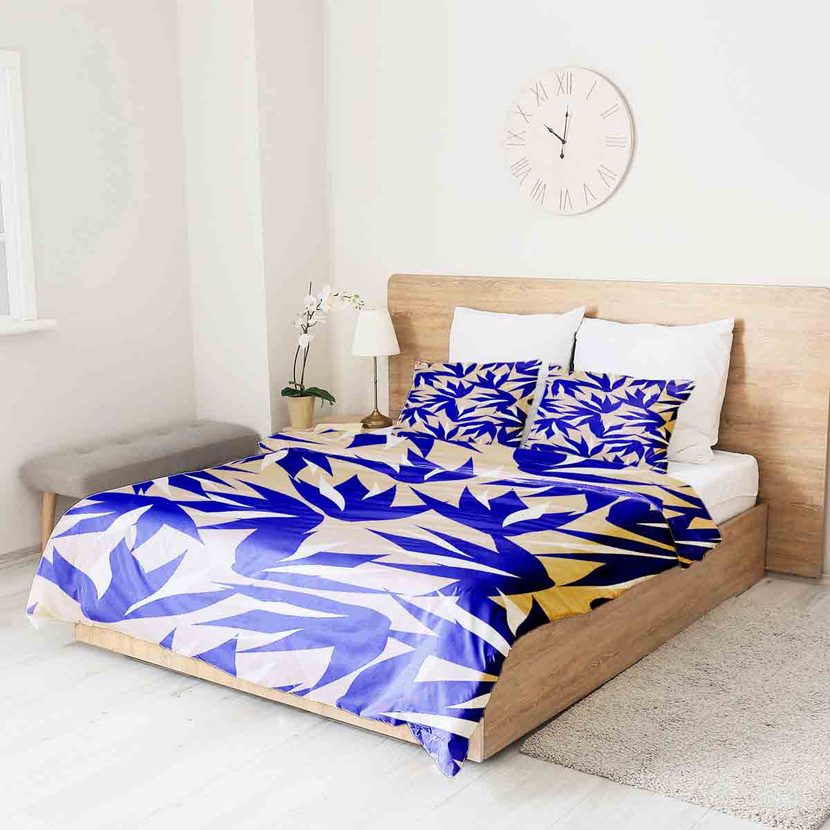 Original therapy blanket - cotton cover brown with blue leaves