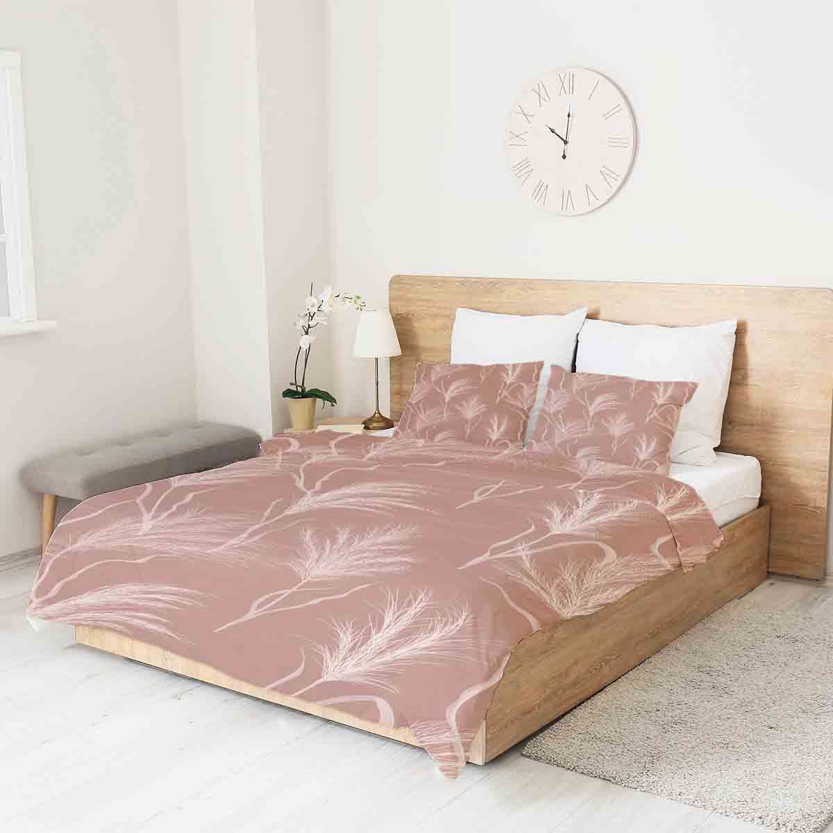 Couverture thérapeutique originale - Housse en coton vieux rose avec herbe de la pampa