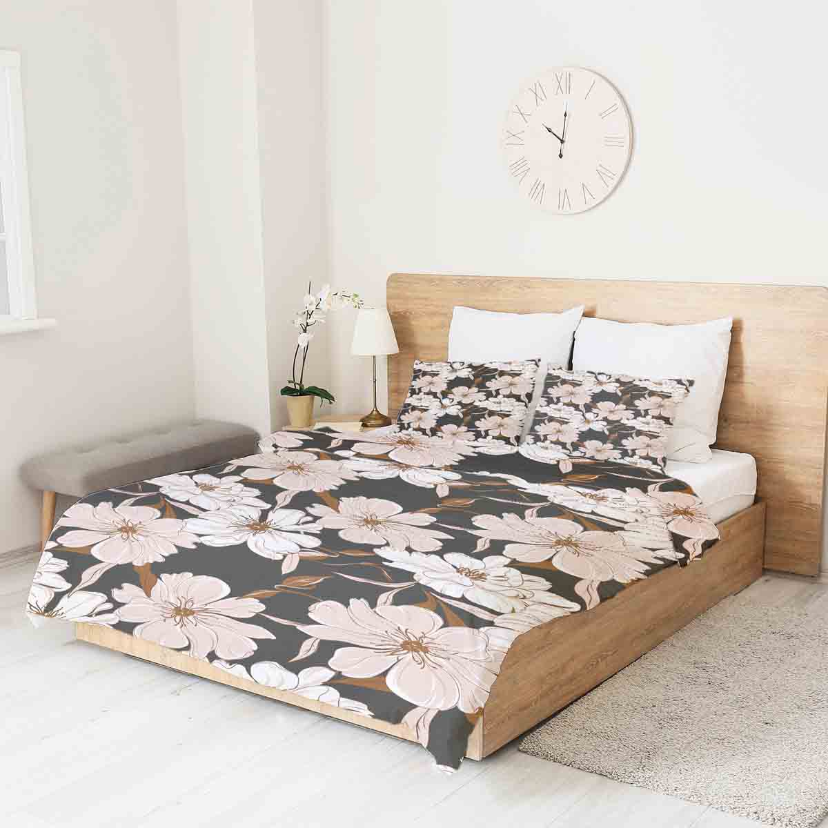 Couverture thérapeutique originale - Housse en coton avec fleurs d'aster roses