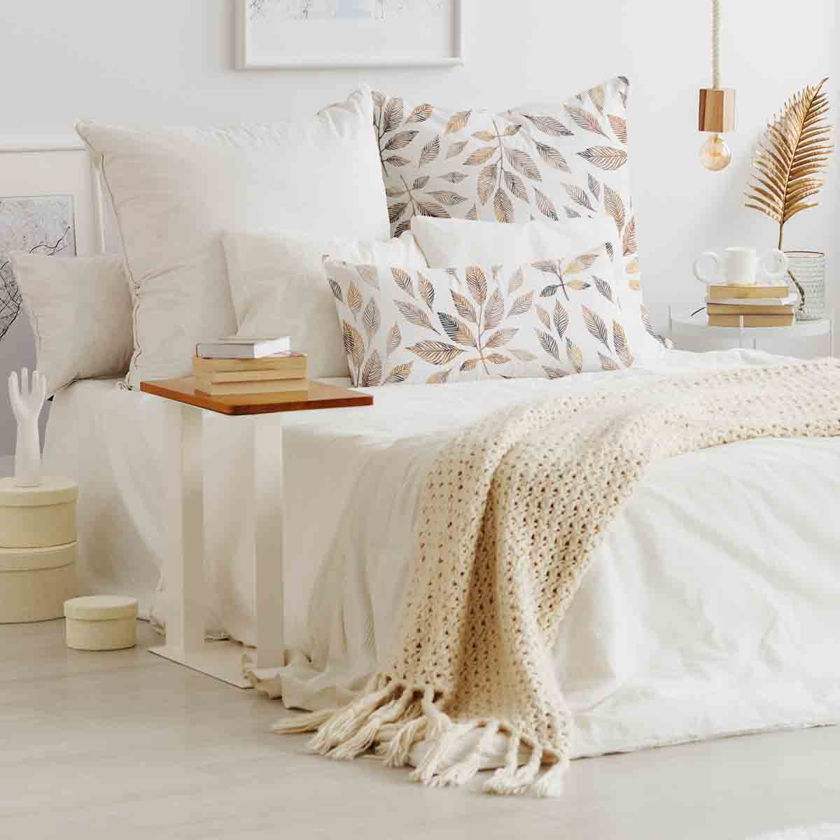 Health pillow white with light brown branches