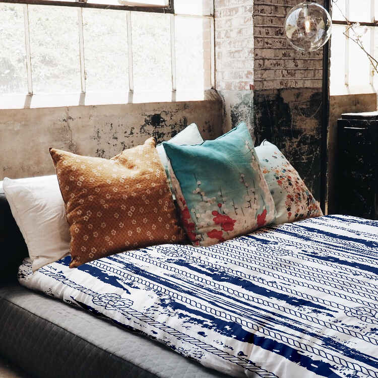 Ensemble de literie avec motif rayé pour couverture thérapeutique