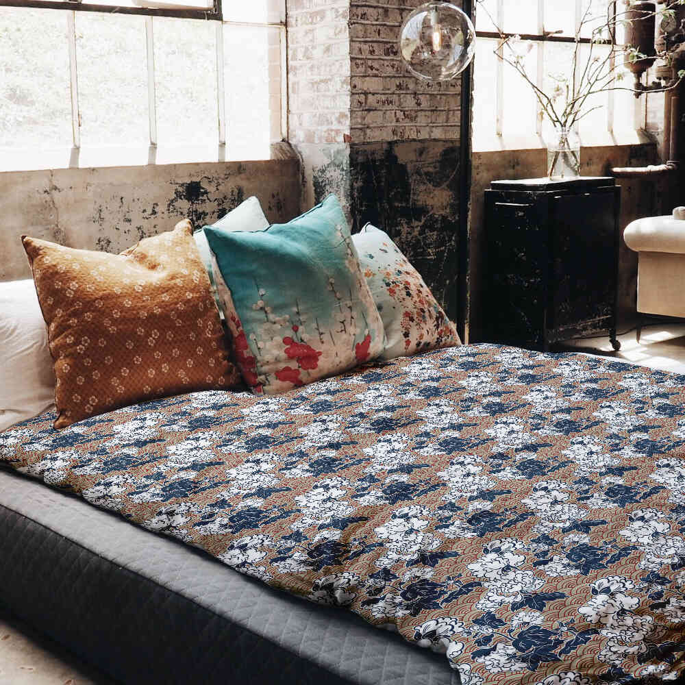 Ensemble de literie avec couverture thérapeutique et fleurs