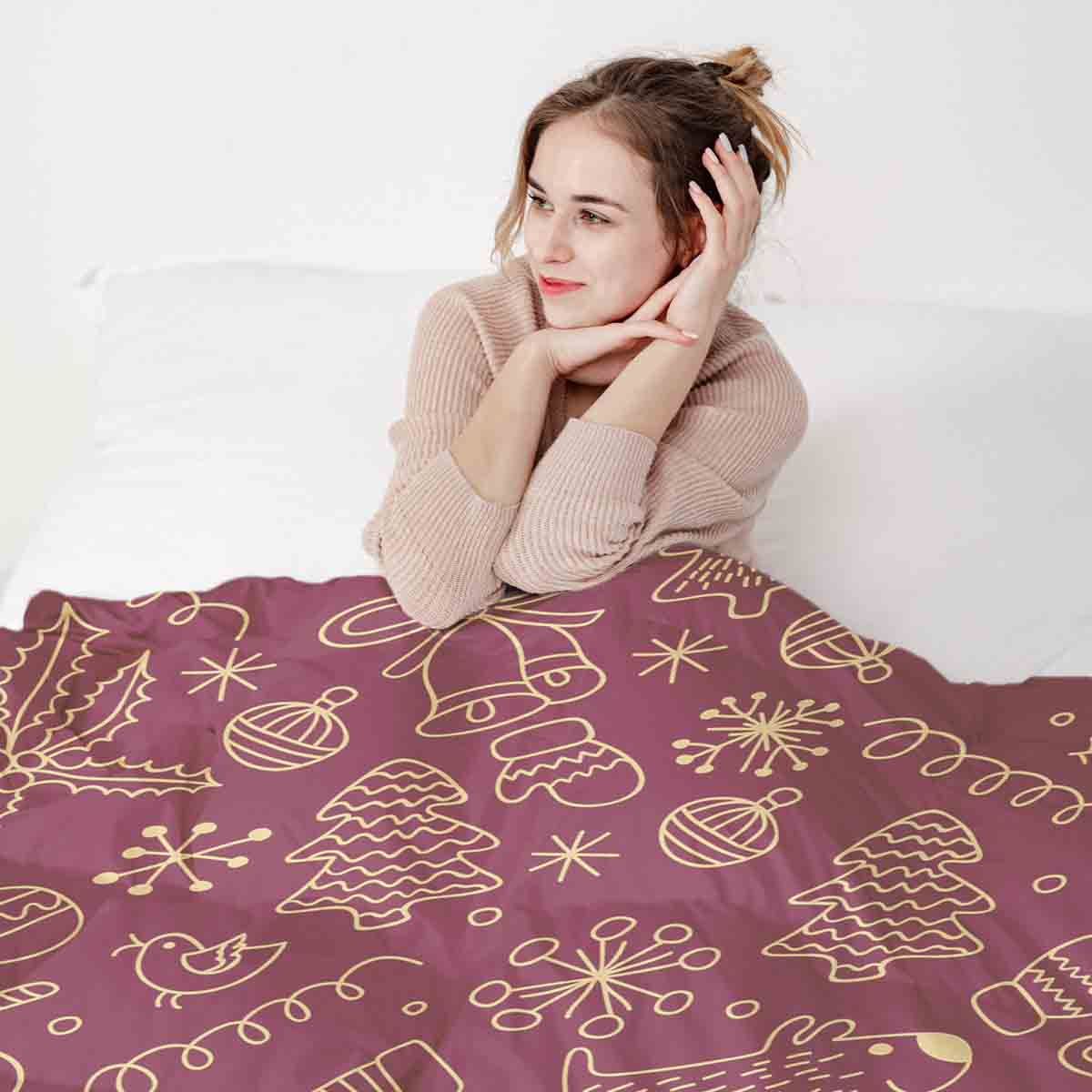 Couverture thérapeutique originale - Housse en coton rouge avec motifs de Noël amusants