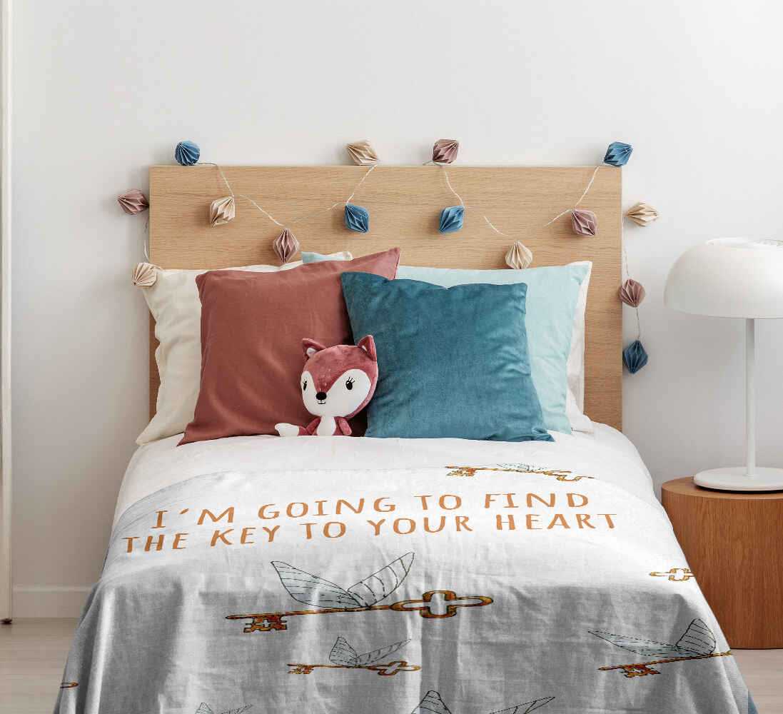 Couverture thérapeutique originale - Housse en coton blanc avec clé volante