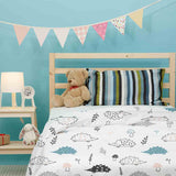 Therapy blanket and bedding set, white with hedgehog.