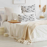 Health pillow white with grey leaves