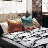 Original therapy blanket - cotton cover black blue whale