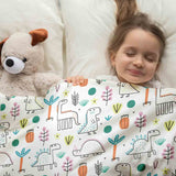 Therapy blanket and bedding set with colorful dinosaurs