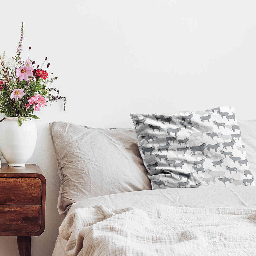 Coussin de santé gris avec des ânes