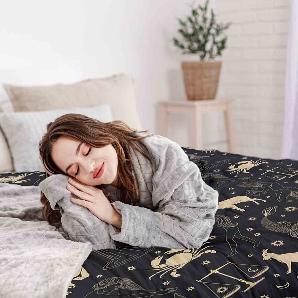 Original therapy blanket - cotton cover black star constellations