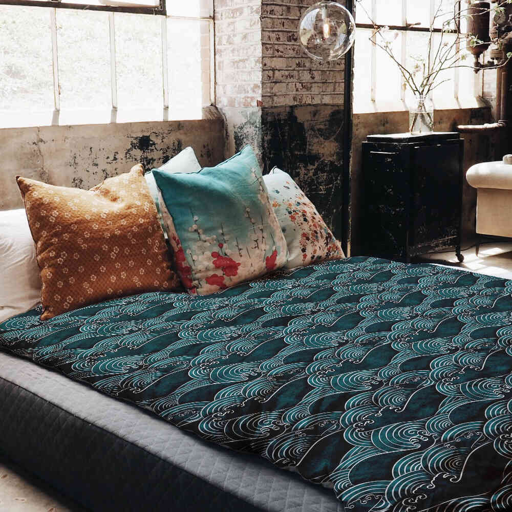Couette thérapeutique Ensemble de linge de lit Vagues turquoise-vert