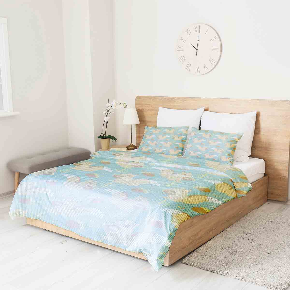 Couverture thérapeutique originale - Housse en coton verte avec écureuil