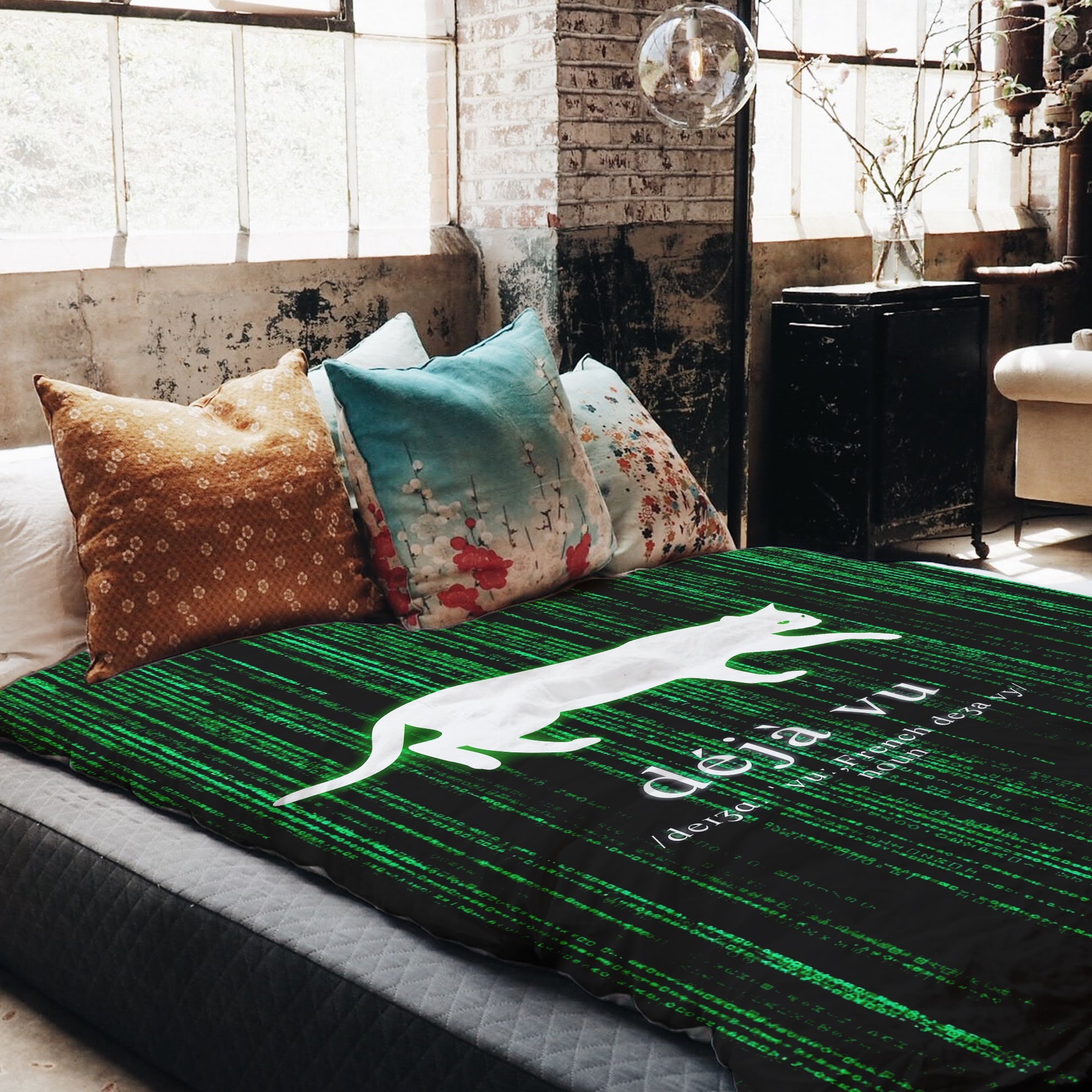 Couverture thérapeutique originale - Housse en coton verte Déjà-Vu
