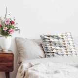 White health pillow with bull heads
