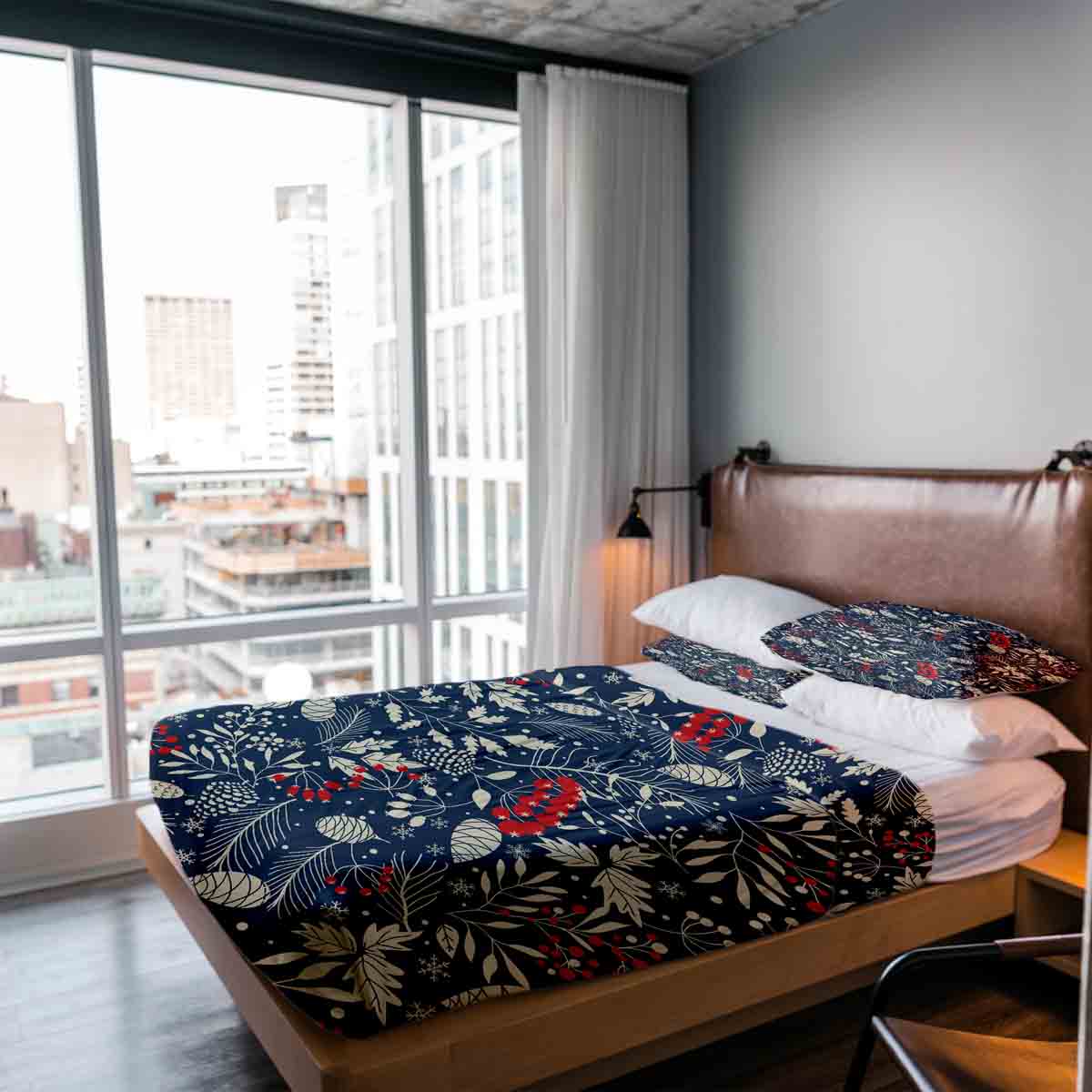 Couverture thérapeutique originale - Housse en coton feuilles de Noël