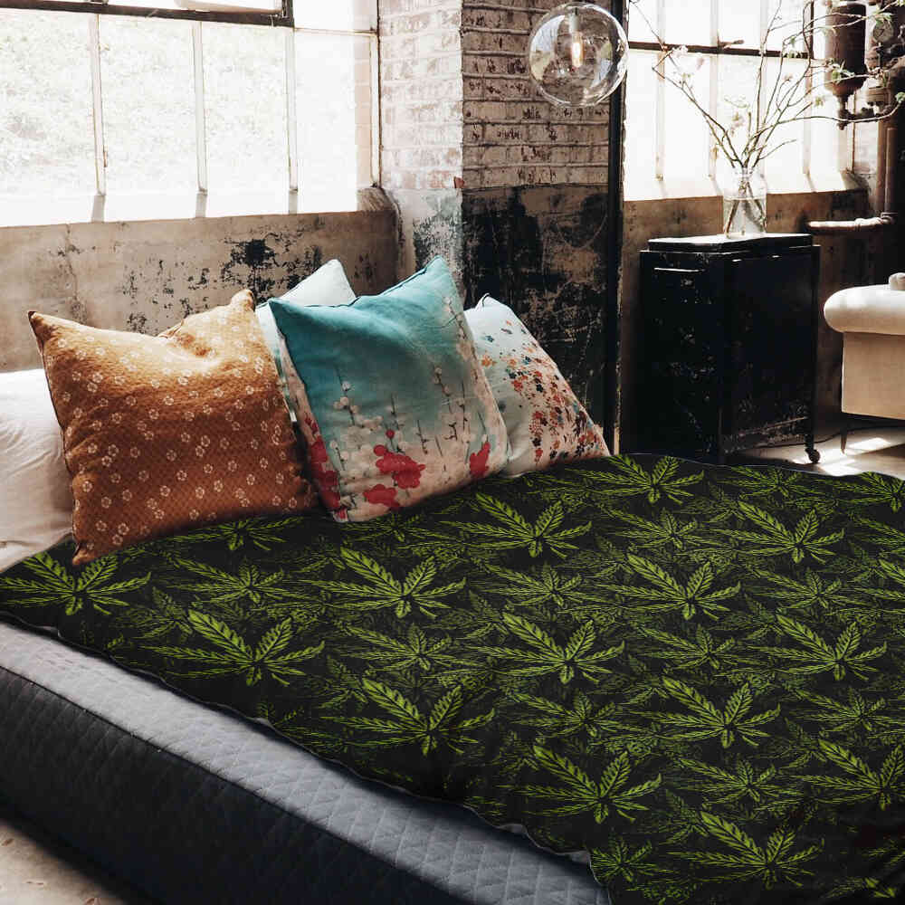 Therapy blankets bedding set hemp leaf