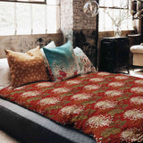 Therapy blanket and bedding set, red large flower.
