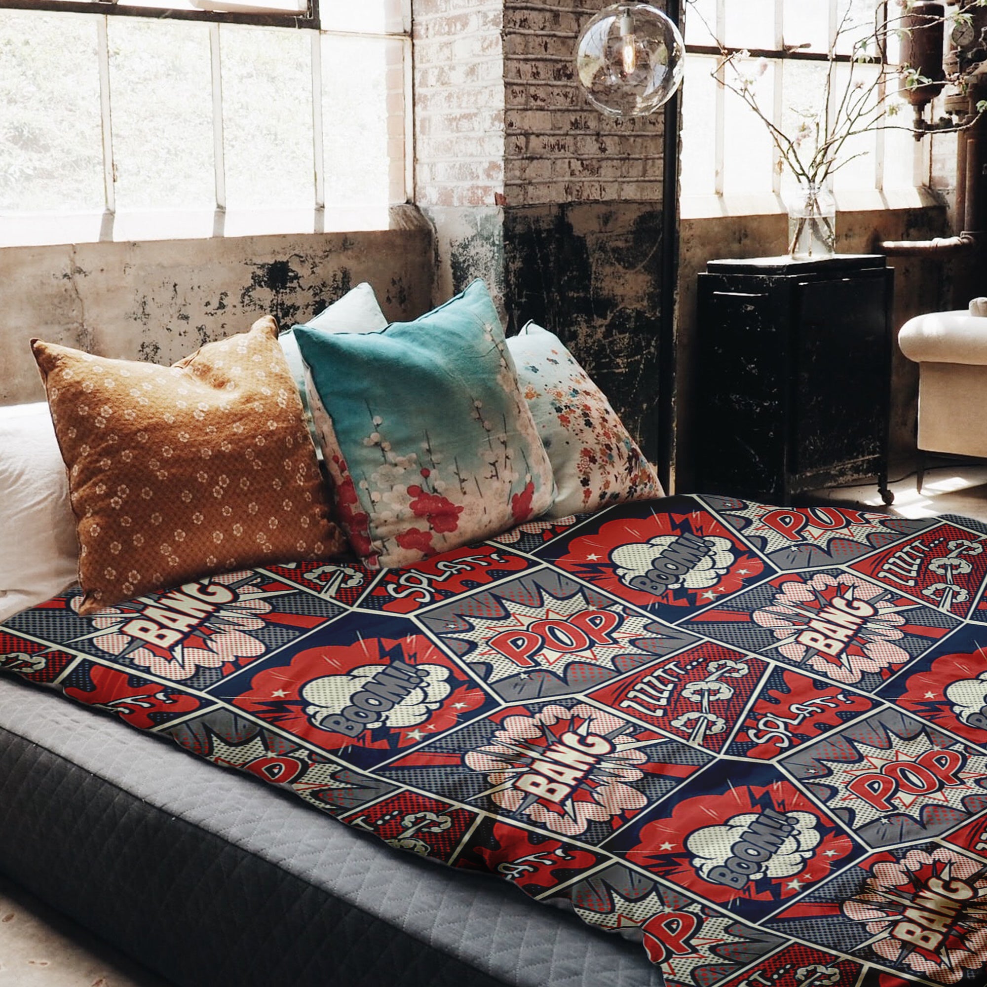 Therapy blankets bedding set red with comic