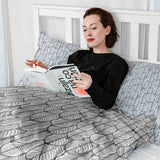 Therapy blanket and bedding set, grey with maple leaves.